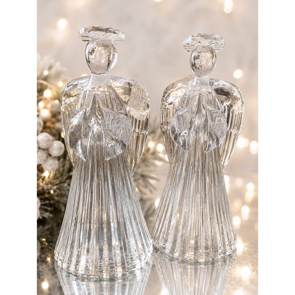 vintage crystal angel candle holders, 2 pieces vintage Avon Angeles